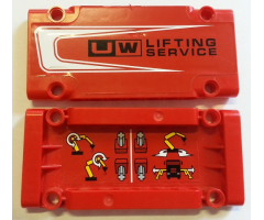 Technic, Panel Plate 5 x 11 x 1 with 'UW LIFTING SERVICE' on Outside and Operating Instructions on Inside Pattern Model Left (Stickers) - Set 8258
