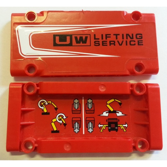 Technic, Panel Plate 5 x 11 x 1 with 'UW LIFTING SERVICE' on Outside and Operating Instructions on Inside Pattern Model Left (Stickers) - Set 8258
