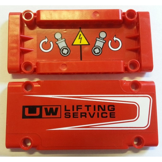 Technic, Panel Plate 5 x 11 x 1 with 'UW LIFTING SERVICE' on Outside and Operating Instructions on Inside Pattern Model Right (Stickers) - Set 8258