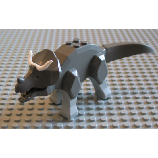 Animal, Dinosaur Triceratops with Light Gray Legs and White Horns
