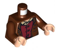 Torso LotR Jacket Rumpled and Red Vest Pattern (Frodo) / Reddish Brown Arms / Light Nougat Hands
