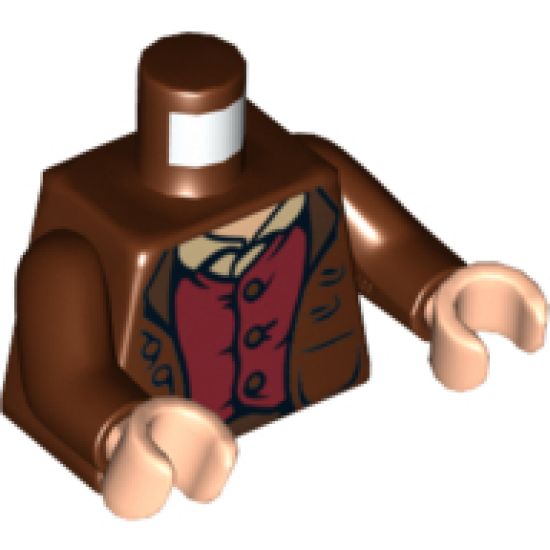 Torso LotR Jacket Rumpled and Red Vest Pattern (Frodo) / Reddish Brown Arms / Light Nougat Hands