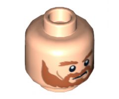 Minifigure, Head Dual Sided LotR Rohan Soldier Shaggy Beard and Eyebrows Frowning / Grimacing Pattern - Hollow Stud