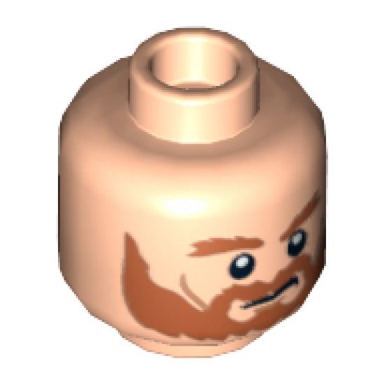 Minifigure, Head Dual Sided LotR Rohan Soldier Shaggy Beard and Eyebrows Frowning / Grimacing Pattern - Hollow Stud
