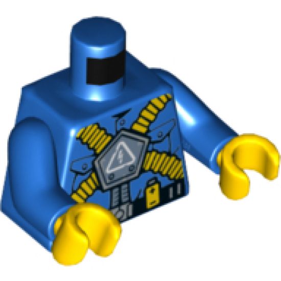 Torso Ultra Agents Villain with Electricity Danger Sign, Yellow Ribbed Hoses, Yellow Batteries on Belt Pattern / Blue Arms / Yellow Hands
