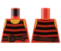 Torso Pirate Stripes Black with Brown Belt with Buckle Pattern