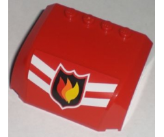 Windscreen 5 x 6 x 2 Curved Top Canopy with 4 Studs with Fire Logo with Two White Stripes Pattern (Sticker) - Set 7207