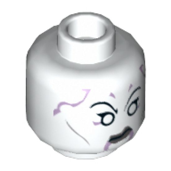 Minifigure, Head Alien with White Eyes and Dark Bluish Gray Lips Pattern (SW Asajj Ventress - 75087) - Hollow Stud