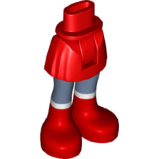 Mini Doll, Legs with Hips and Skirt, Sand Blue Legs and Red Boots Pattern