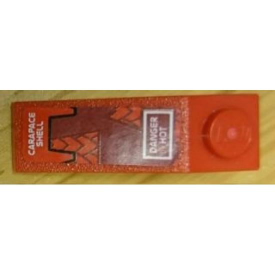 Slope 33 3 x 1 with 'CARAPACE SHELL' and 'DANGER HOT' Pattern (Sticker) - Set 8111