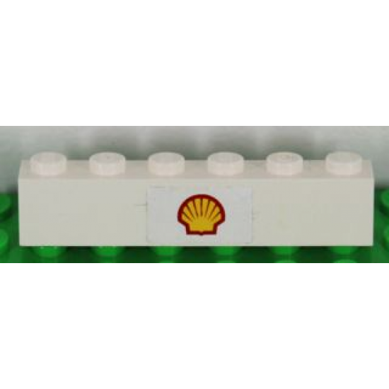 Brick 1 x 6 with Shell Logo Pattern (Sticker) - Set 1256