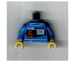 Torso Race Driver with Team, 5 and Oil Pattern / Blue Arms / Yellow Hands