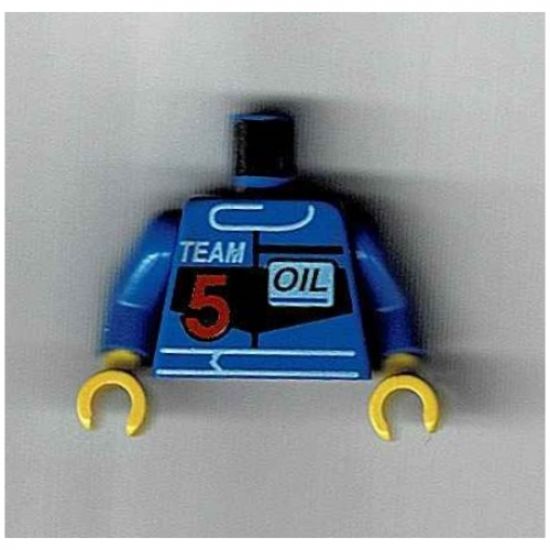 Torso Race Driver with Team, 5 and Oil Pattern / Blue Arms / Yellow Hands
