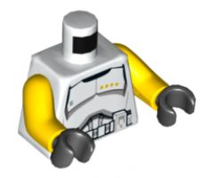 Torso SW Armor Clone Trooper Commander Black Belt and Four Yellow Stars Pattern / Yellow Arms / Black Hands