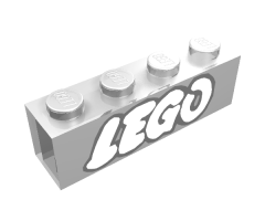 Brick 1 x 4 without Bottom Tubes with White LEGO Logo on Red Pattern