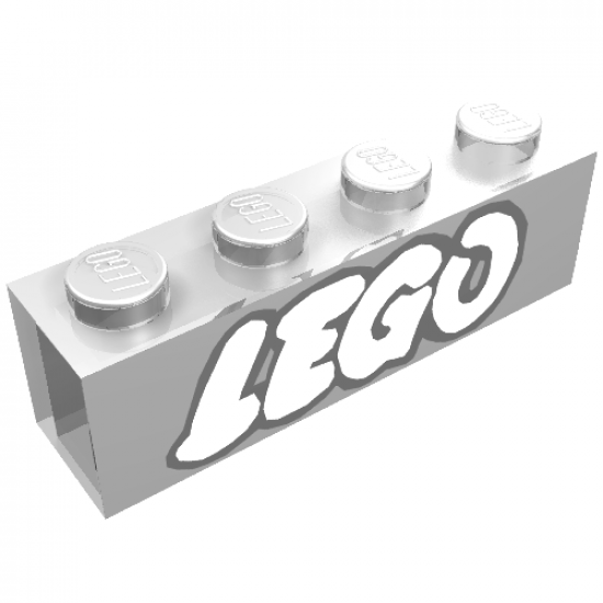 Brick 1 x 4 without Bottom Tubes with White LEGO Logo on Red Pattern