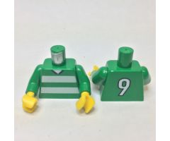 Torso Soccer Horizontal White Stripes and No. 9 Back Pattern / Green Arms / Yellow Hands