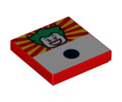 Tile 2 x 2 with 1 Black Dot and Joker Face on Red and Yellow Striped Background Pattern