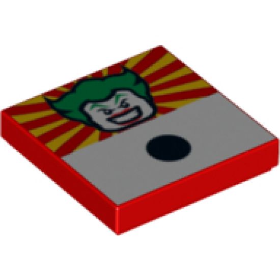 Tile 2 x 2 with 1 Black Dot and Joker Face on Red and Yellow Striped Background Pattern