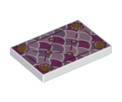 Tile 2 x 3 with Gold Shells and Fasteners on Multicolored Scales Background Pattern (Seat Cushion)