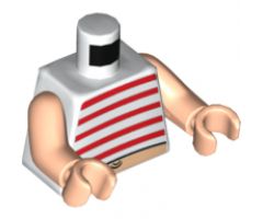 Torso SpongeBob Red Stripes and Navel Pattern / Light Nougat Arms / Light Nougat Hands