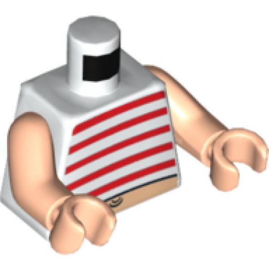 Torso SpongeBob Red Stripes and Navel Pattern / Light Nougat Arms / Light Nougat Hands