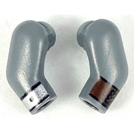 Arm, (Matching Left and Right) Pair with Dark Brown Cuff on Left and Silver Cuff on Right Pattern