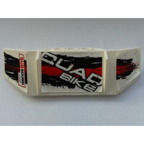 Technic, Panel Car Spoiler 3 x 8 with Three Holes with 'QUAD BIKE', 'SUBSOUND LIMITER' and Black and Red Stains Pattern Model Left Side (Stickers) - Set 8262