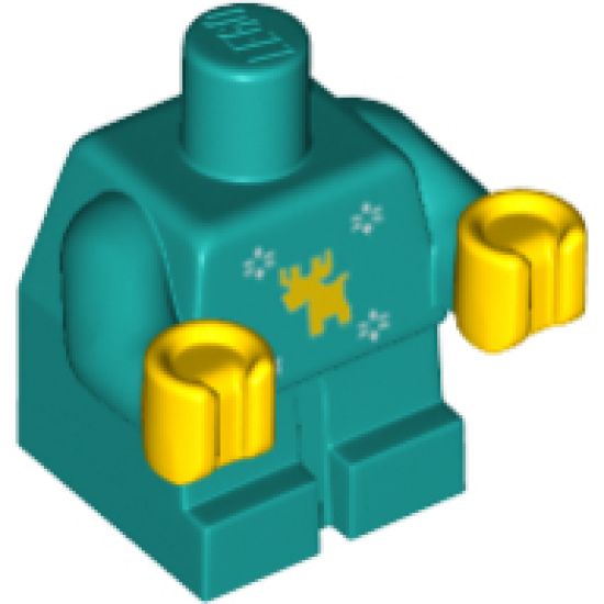 Body Baby / Toddler with Fixed Arms with Moose and Snowflakes Pattern and Yellow Hands