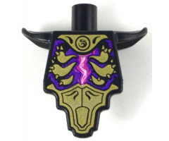 Torso, Modified Short with Smooth Armor Breastplate with Shoulder Pads and Gold Armor Plates, Magenta Energy Pattern