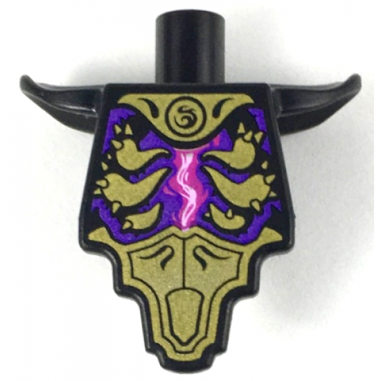 Torso, Modified Short with Smooth Armor Breastplate with Shoulder Pads and Gold Armor Plates, Magenta Energy Pattern