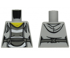 Torso Female Hoodie with Laces over Gray and White Shirt, Gray Bag Pattern