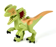 Animal, Dinosaur Dilophosaurus Second Version with Flexible Rubber Tail, Dark Red and Medium Nougat Markings Pattern