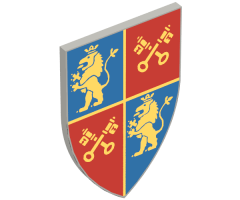 Minifigure, Shield Triangular Long with Rampaging Lions and Key Pairs Pattern (BAM)