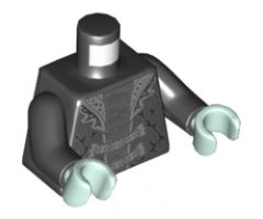Torso Coat, Silver Lapels and Fastenings Pattern / Black Arms / Light Aqua Hands