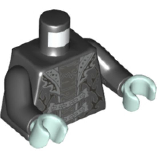 Torso Coat, Silver Lapels and Fastenings Pattern / Black Arms / Light Aqua Hands