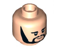 Minifigure, Head Dual Sided Black Eyebrows, Sideburns and Goatee, Neutral / Smiling Pattern (George) - Hollow Stud