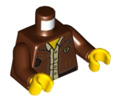 Torso Jacket with Gold 'CP', Dark Brown Patch and Trim, Yellow Neck and Tan Button Up Shirt Pattern / Reddish Brown Arms / Yellow Hands