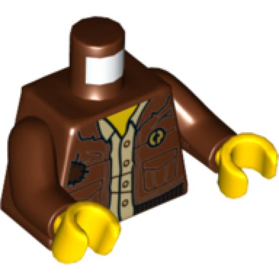 Torso Jacket with Gold 'CP', Dark Brown Patch and Trim, Yellow Neck and Tan Button Up Shirt Pattern / Reddish Brown Arms / Yellow Hands