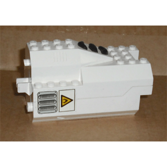 Electric, Light & Sound Rocket Engine, Battery Box with White Cover with Yellow Triangle and Vents Pattern both sides (Stickers) - Set 6456