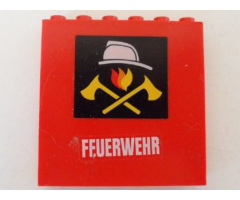 Brick 1 x 6 x 5 with Fire Logo and White 'FEUERWEHR' Pattern (Stickers) - Set 7240