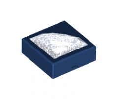 Tile, Modified 1 x 1 x 2/3 with Groove with Raised Satin White Diamond Pattern
