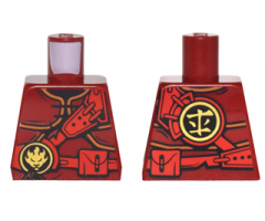 Torso Ninjago Armor with Red Straps and Utility Belt with Fire Power Emblem Pattern