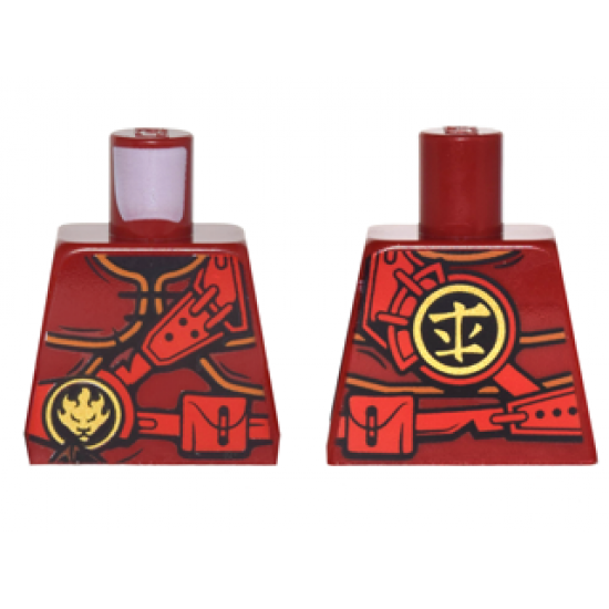 Torso Ninjago Armor with Red Straps and Utility Belt with Fire Power Emblem Pattern