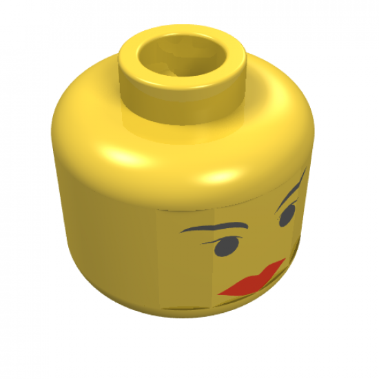 Minifigure, Head Female with Red Lips Wide, Small Black Eyes, Thin Eyebrows Pattern (SW Padme) - Blocked Open Stud