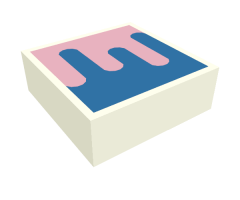 Tile 1 x 1 with Blue and Bright Pink Splotch Pattern