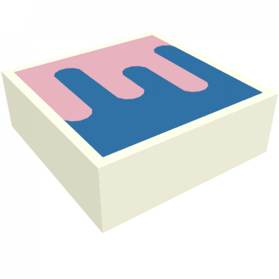 Tile 1 x 1 with Blue and Bright Pink Splotch Pattern