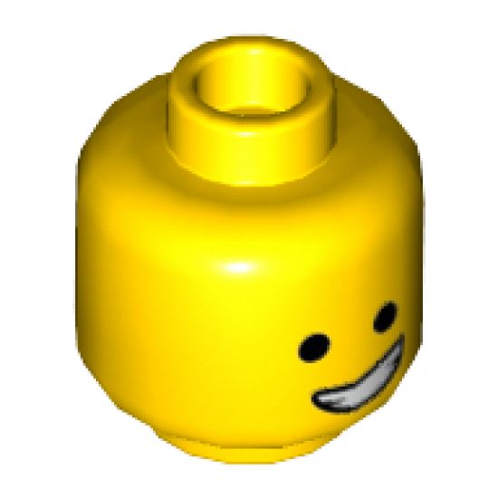 Minifigure, Head Dual Sided Male Open Smile with Teeth / Eyebrows, Scared Pattern - Hollow Stud