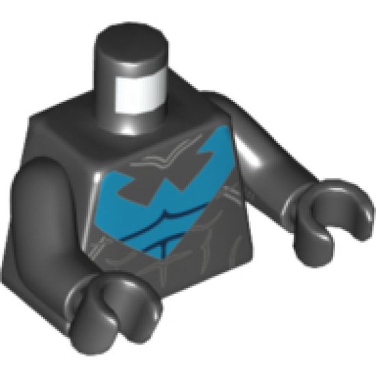 Torso Batman Nightwing Blue Outfit and Muscles Pattern / Black Arms / Black Hands
