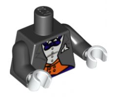 Torso Batman Suit with Orange Vest, Purple Bow Tie Pattern / Black Arms / White Hands